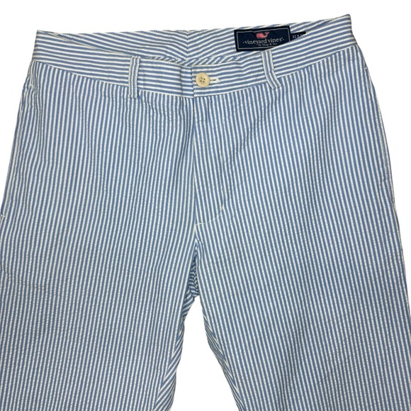 Vineyard Vines Pants Men's 32x34 Slim Fit Seersucker Chino Striped Blue White - Picture 2 of 6